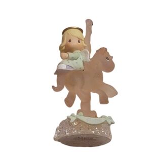 Precious Moments Love Carousal Pink Horse Figurine Spun Glass Base Enesco 2000